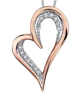 Rose Gold Diamond Heart Pendant Necklace.