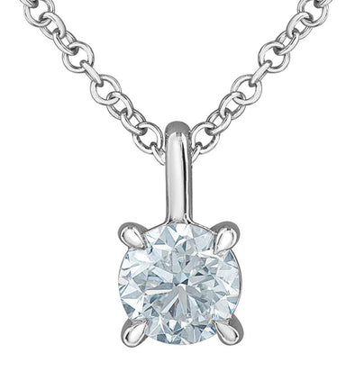 White Gold Lab-Grown Diamond Solitaire Pendant Necklace.