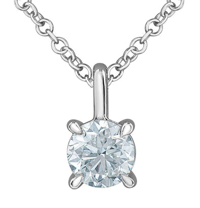 White Gold Lab-Grown Diamond Solitaire Pendant Necklace.