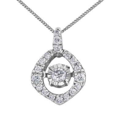 White Gold Diamond Pulse Pendant Necklace.