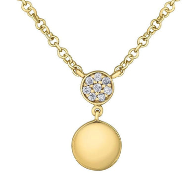 Yellow Gold Diamond Drop Pendant Necklace.