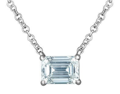 White Gold Lab-Grown Diamond Solitaire Pendant Necklace.