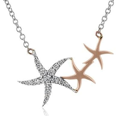 White Gold Diamond Starfish Pendant Necklace.