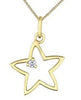 Yellow Gold Diamond Star Pendant Necklace.