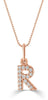 Rose Gold Diamond "R" Initial Pendant Necklace.