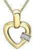 Yellow Gold Diamond Heart Pendant Necklace.