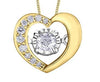 Yellow Gold Diamond Heart Pulse Pendant Necklace.
