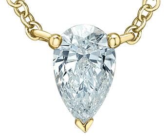 Yellow Gold Lab-Grown Diamond Solitaire Pendant Necklace.