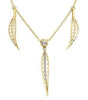 Yellow Gold Canadian Diamond Feather Pendant Necklace.