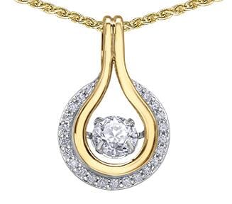 Yellow Gold Canadian Diamond Pulse Pendant Necklace.