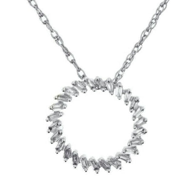 White Gold Diamond Circle Pendant Necklace.