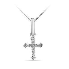 White Gold Diamond Cross Pendant Necklace.