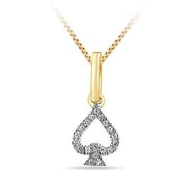 Yellow Gold Diamond Spade Pendant Necklace.