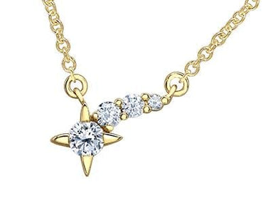 Yellow Gold Canadian Diamond Shooting Star Pendant Necklace.