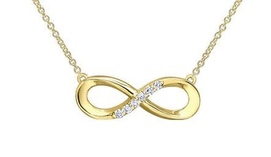 Yellow Gold Diamond Infinity Pendant Necklace.