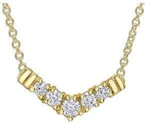 Yellow Gold Canadian Diamond Bar Pendant Necklace.