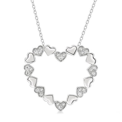 Sterling Silver Diamond Heart Pendant Necklace.