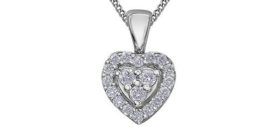 White Gold Diamond Heart Pendant Necklace.