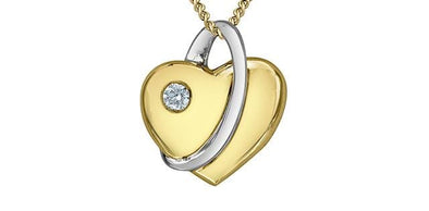Yellow Gold Diamond Heart Pendant Necklace.