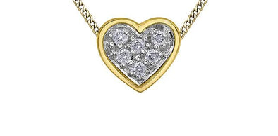 Yellow Gold Diamond Heart Pendant Necklace.