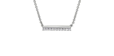 White Gold Diamond Bar Pendant Necklace.