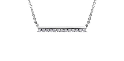 White Gold Diamond Bar Pendant Necklace.