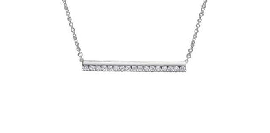 White Gold Diamond Bar Pendant Necklace.