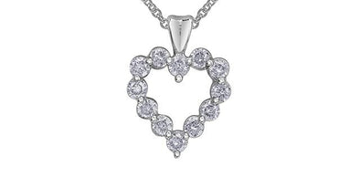 White Gold Lab-Grown Diamond Heart Pendant Necklace.