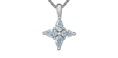 White Gold Lab-Grown Diamond Drop Pendant Necklace.