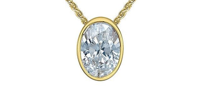 Yellow Gold Lab-Grown Diamond Solitaire Pendant Necklace.