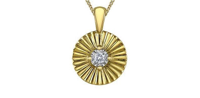 Yellow Gold Diamond Drop Pendant Necklace.