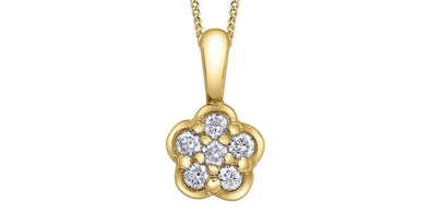 Yellow Gold Diamond Drop Pendant Necklace.