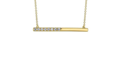 Yellow Gold Canadian Diamond Bar Pendant Necklace.