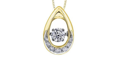 Yellow Gold Canadian Diamond Pulse Pendant Necklace.