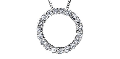 White Gold Diamond Circle Pendant Necklace.
