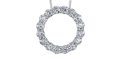 White Gold Diamond Circle Pendant Necklace.