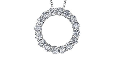 White Gold Diamond Circle Pendant Necklace.