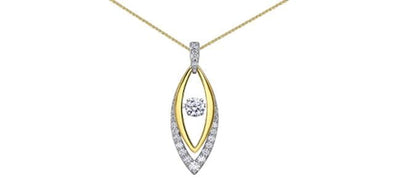 Yellow Gold, White Gold Lab-Grown Diamond, Diamond Pulse Pendant Necklace.