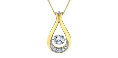 Yellow Gold Lab-Grown Diamond Pulse Pendant Necklace.