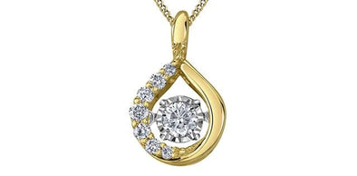 Yellow Gold Diamond Pulse Pendant Necklace.
