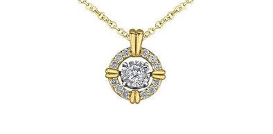 Yellow Gold, White Gold Diamond Pulse Pendant Necklace.
