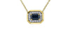Yellow Gold Blue Sapphire, Diamond Octagon Pendant Necklace.