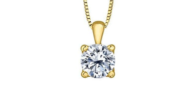 Yellow Gold Canadian Diamond Drop Pendant Necklace.