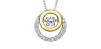 Yellow Gold, White Gold Canadian Diamond Pulse Pendant Necklace.