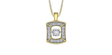 Yellow Gold, White Gold Diamond Pulse Pendant Necklace.