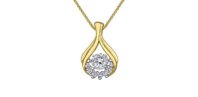 Yellow Gold Diamond Pulse Pendant Necklace.