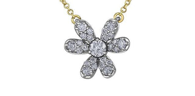 White Gold Diamond Flower Pendant Necklace.