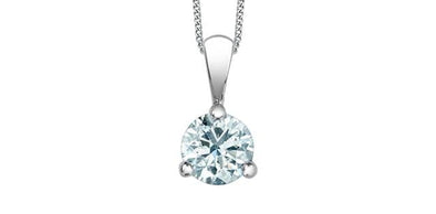 White Gold Lab-Grown Diamond Solitaire Pendant Necklace.