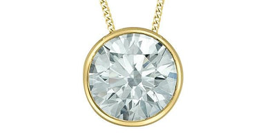 Yellow Gold Lab-Grown Diamond Solitaire Pendant Necklace.