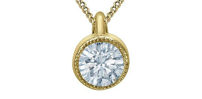 Yellow Gold Lab-Grown Diamond Solitaire Pendant Necklace.